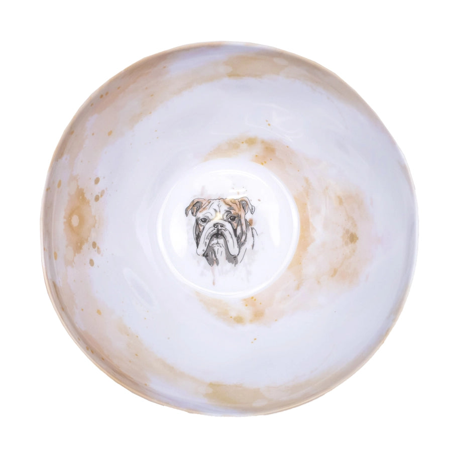 Bulldog Love Melamine Bowl White/Multi 10"