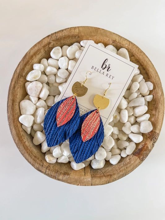 the Lilah Leather Earring {Blue & Red}