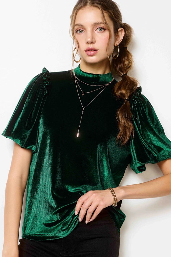 Velvety Puff Fall Winter Short Sleeve Top