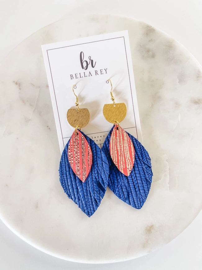 the Lilah Leather Earring {Blue & Red}