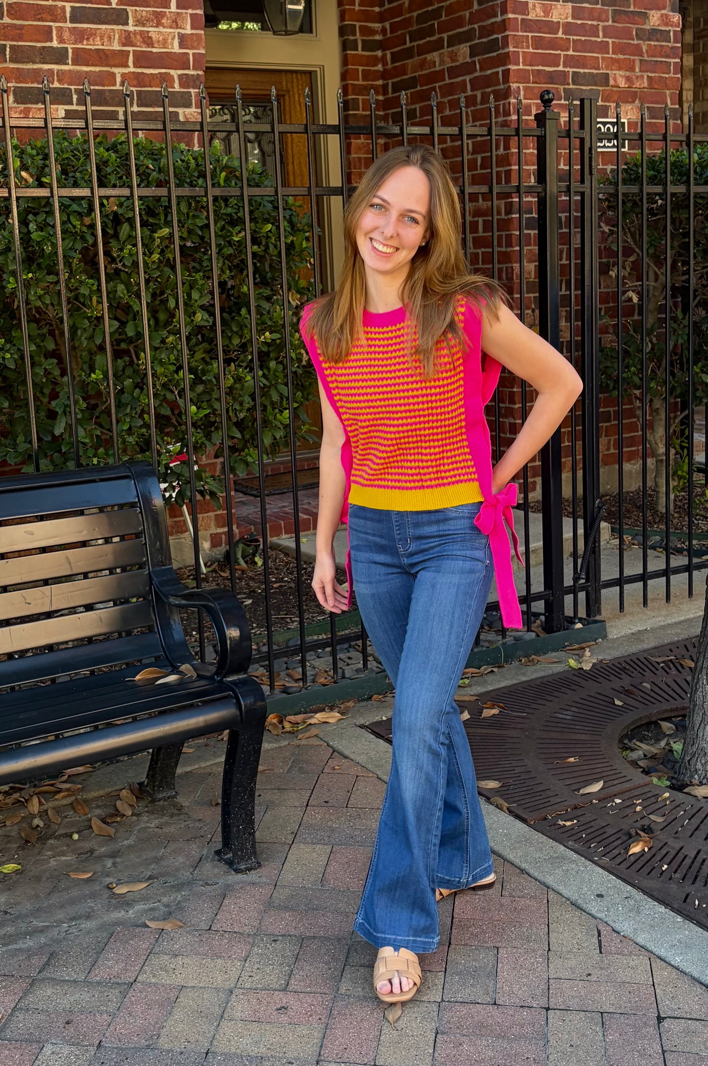 Striped Side Tie Sweater Vest