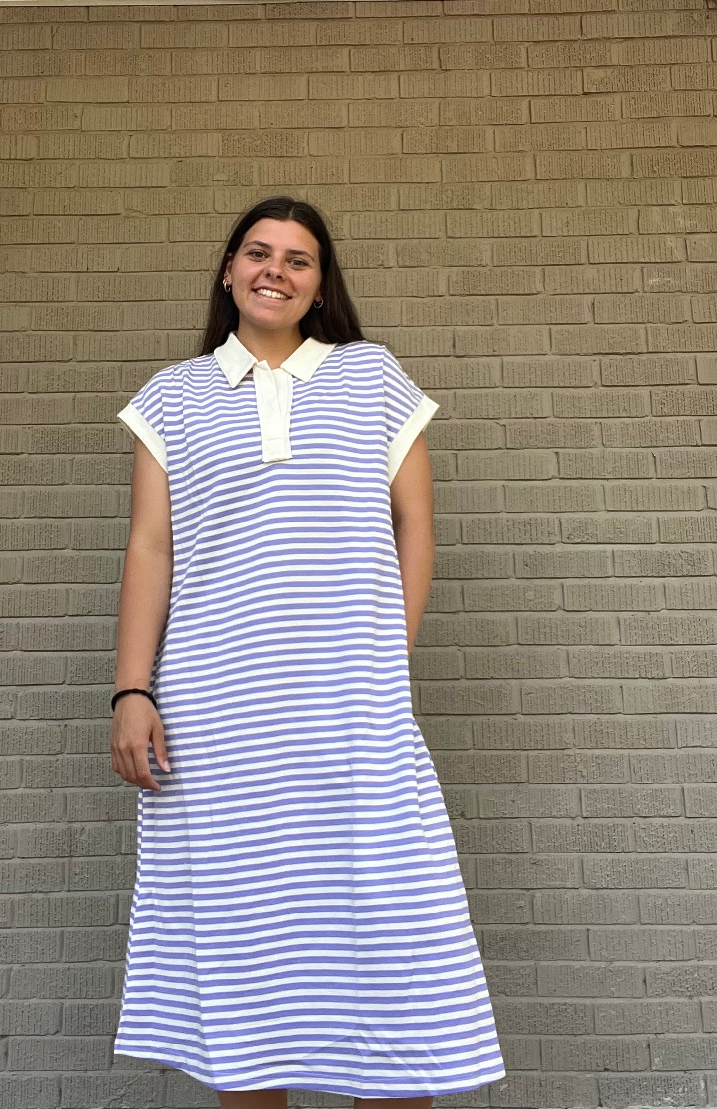 Striped Relaxed Fit Midi Dress