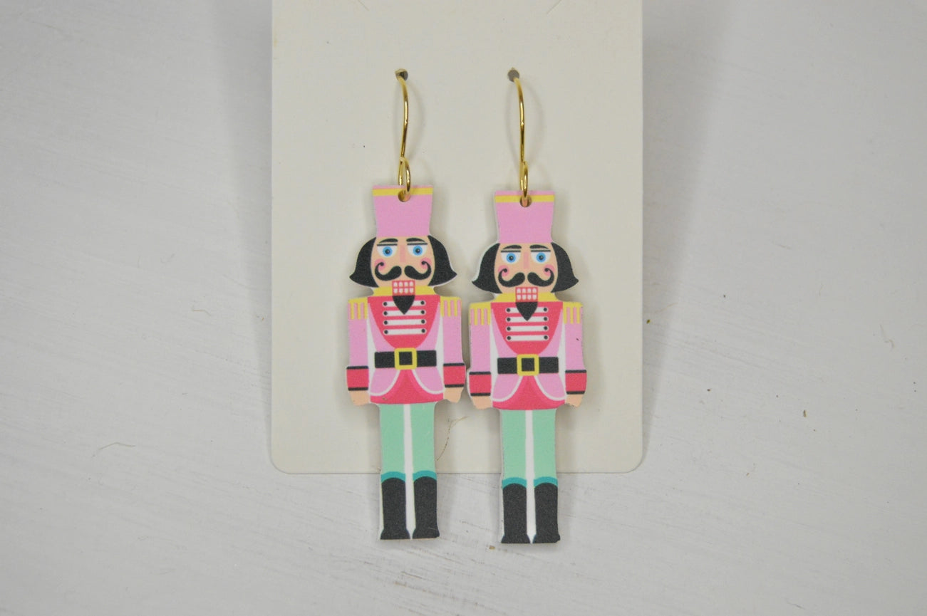 Nutcracker Earrings, Christmas Earrings, Acrylic Earrings