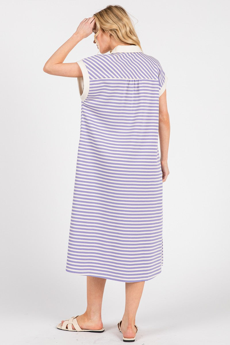 Striped Relaxed Fit Midi Dress