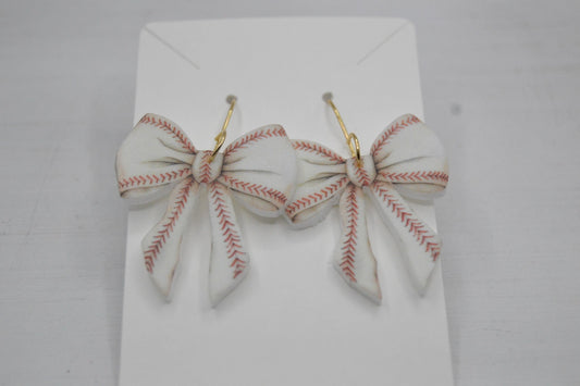 Vintage Baseball Coquette Bow Earrings
