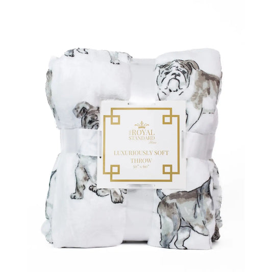 Forever Bulldog Throw White/Multi 50x60