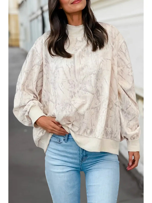 Abstract Print Mock Neck Sweatshirt