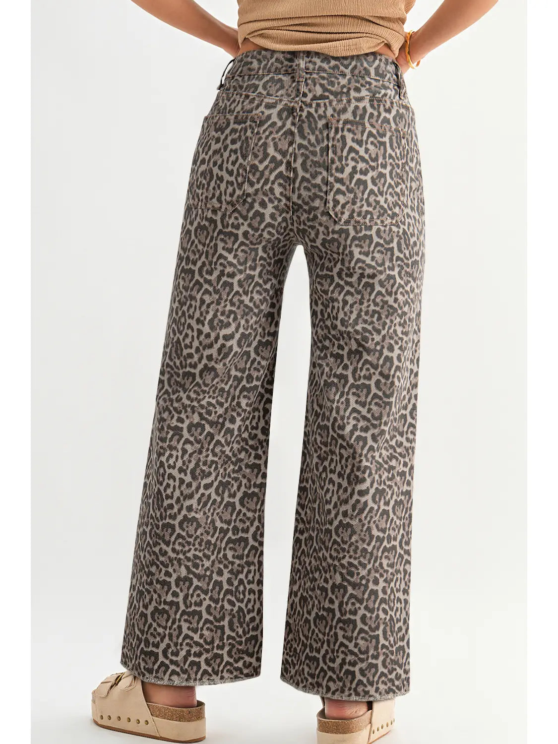 Leopard Wide Leg High Waist Jeans
