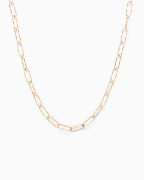 Textured small clip link chain necklace