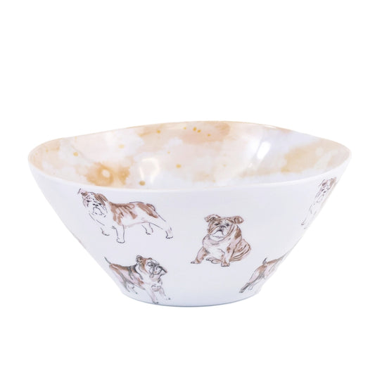 Bulldog Love Melamine Bowl White/Multi 10"