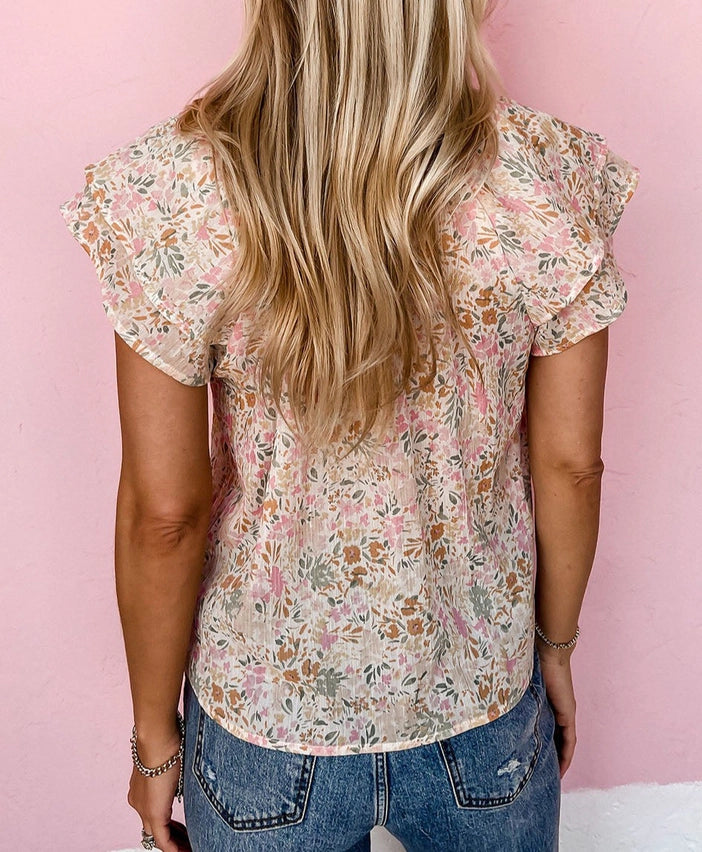 Floral Mandarin Collar Top