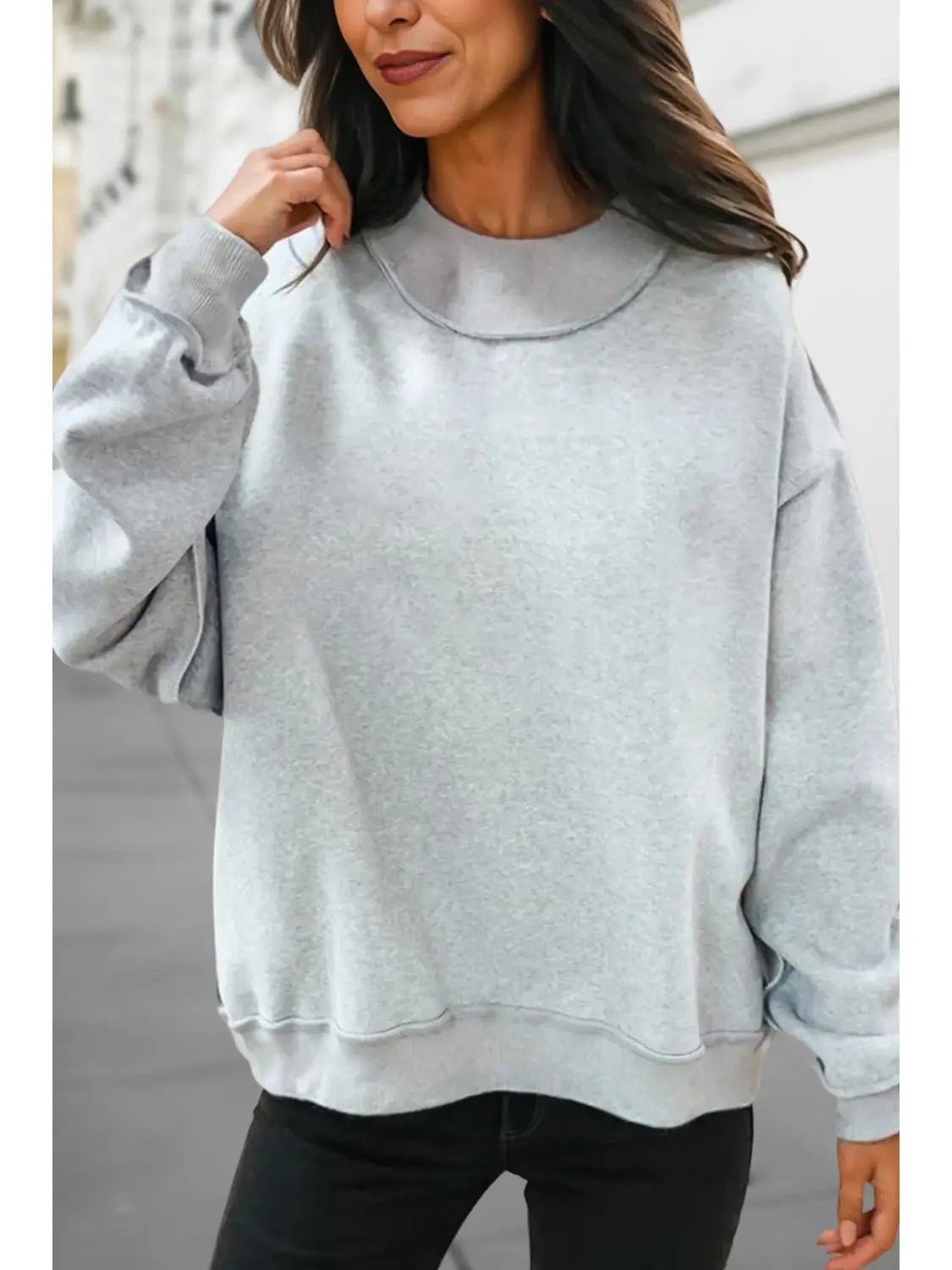 Reversible Oversize Mock Neck Sweatshirt