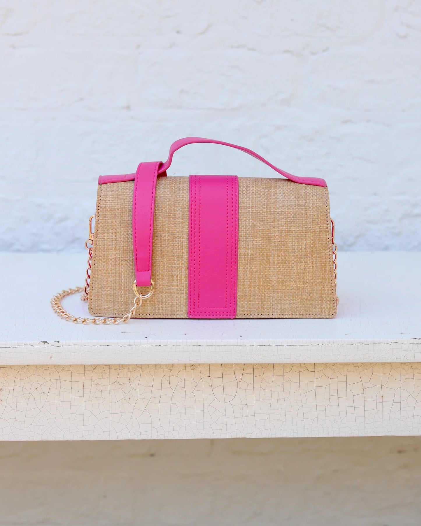 Waverly Clutch Natural Hot Pink