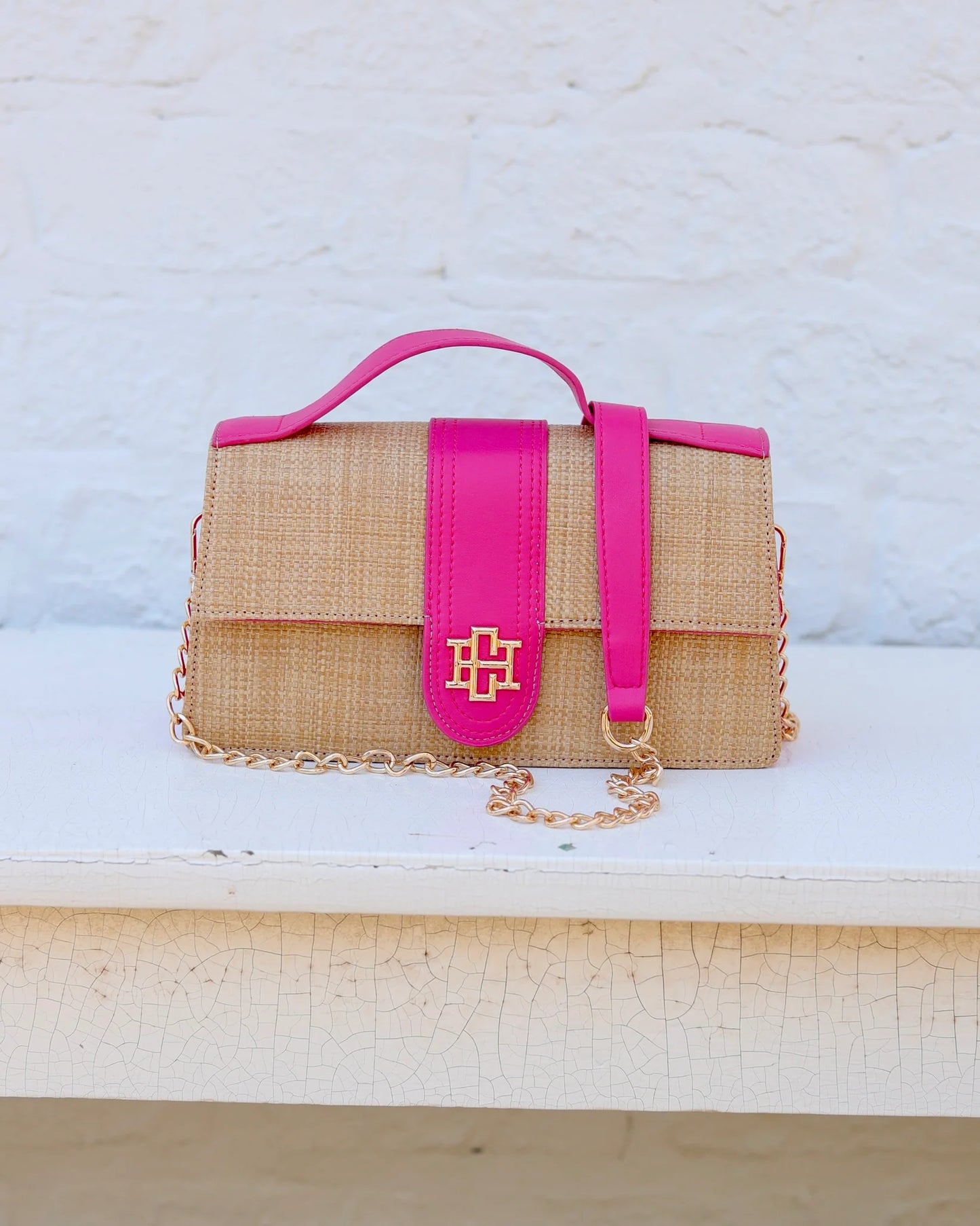 Waverly Clutch Natural Hot Pink