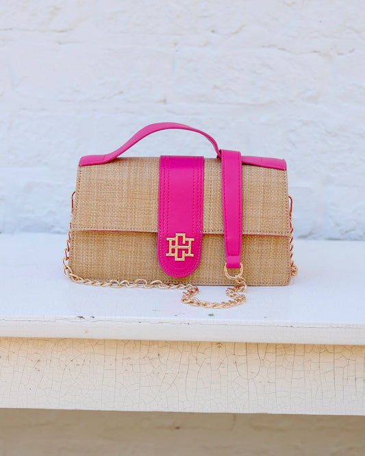 Waverly Clutch Natural Hot Pink