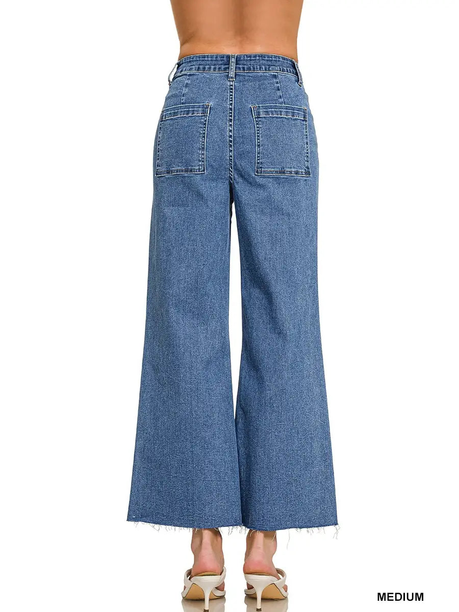 High Waist Wide Leg Straight Denim Pants