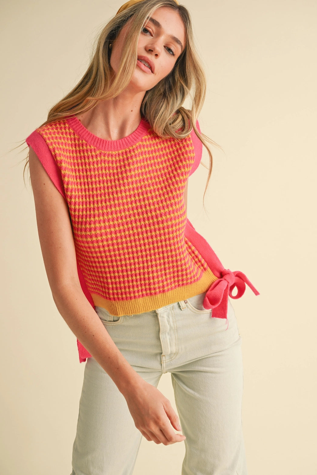 Striped Side Tie Sweater Vest