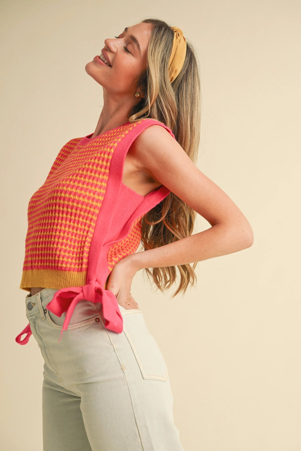 Striped Side Tie Sweater Vest