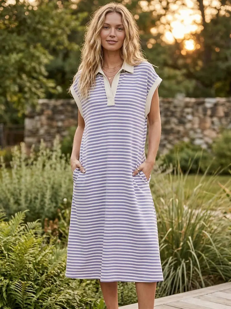 Striped Relaxed Fit Midi Dress