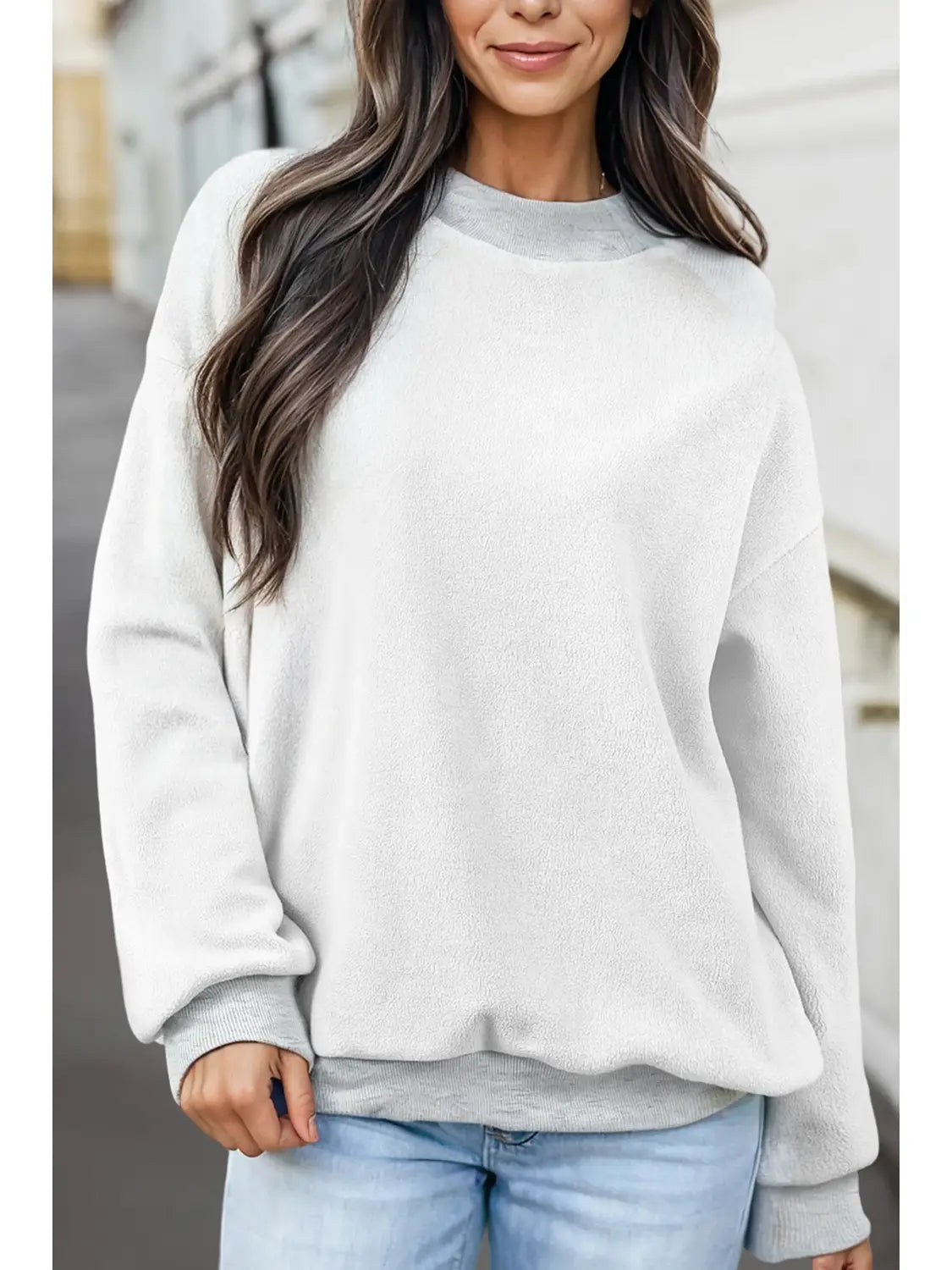 Reversible Oversize Mock Neck Sweatshirt