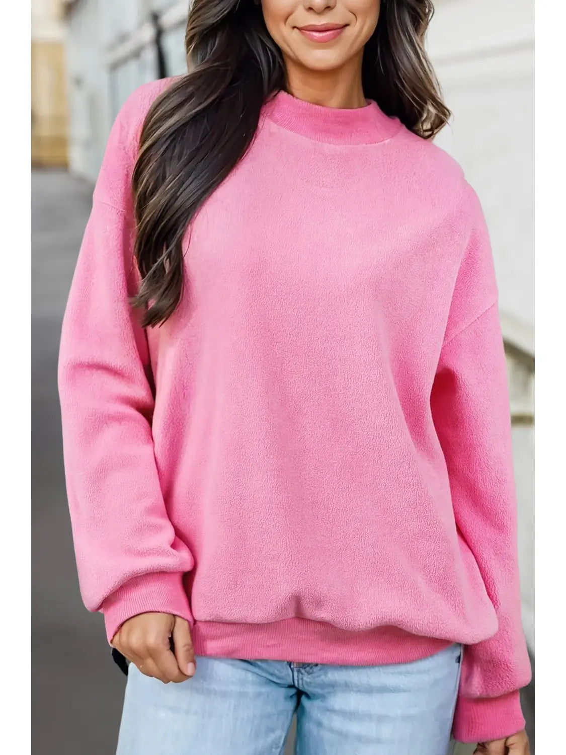 Reversible Oversize Mock Neck Sweatshirt