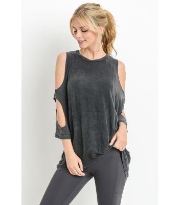 Mono B Cold Shoulder Hi-Low Tunic