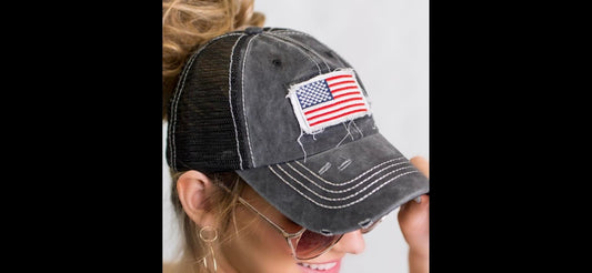 USA Messy bun / ponytail hat